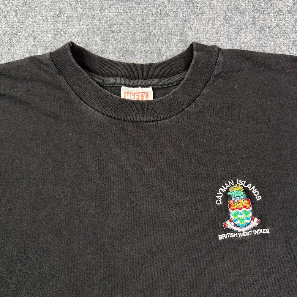 Vintage Hefty Mens T Shirt XL Cayman Islands BWI Embroidered Single Stitch 90s - Picture 3 of 11